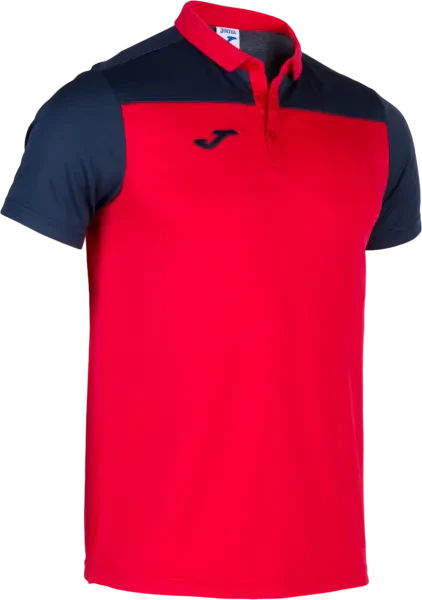 Joma Hobby II Polo Shirt- Red / Dark Navy