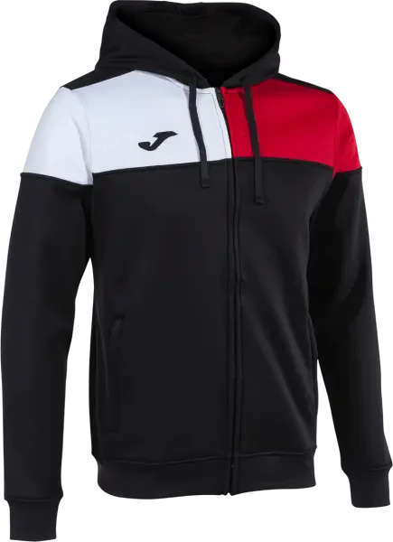 Joma Crew V Zip-Up Hoodie - Black / Red / White