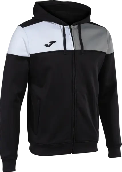 Joma Crew V Zip-Up Hoodie - Black / Grey / White