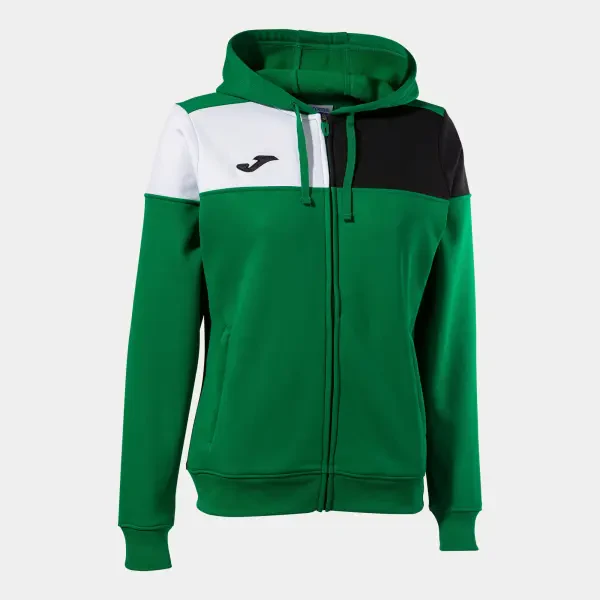 Joma Crew V Full Zip Women's Hoodie - Green / Black / White