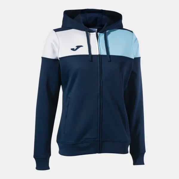 Joma Crew V Full Zip Women's Hoodie - Navy / Sky Blue / White