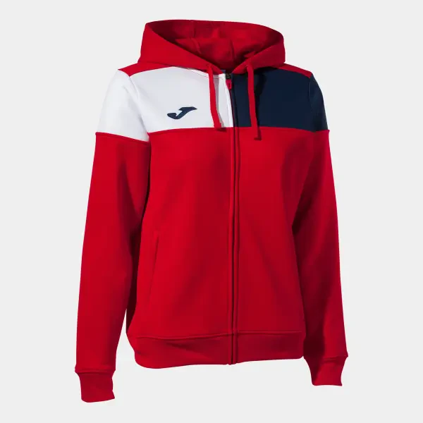 Joma Crew V Full Zip Women's Hoodie - Red / White / Navy