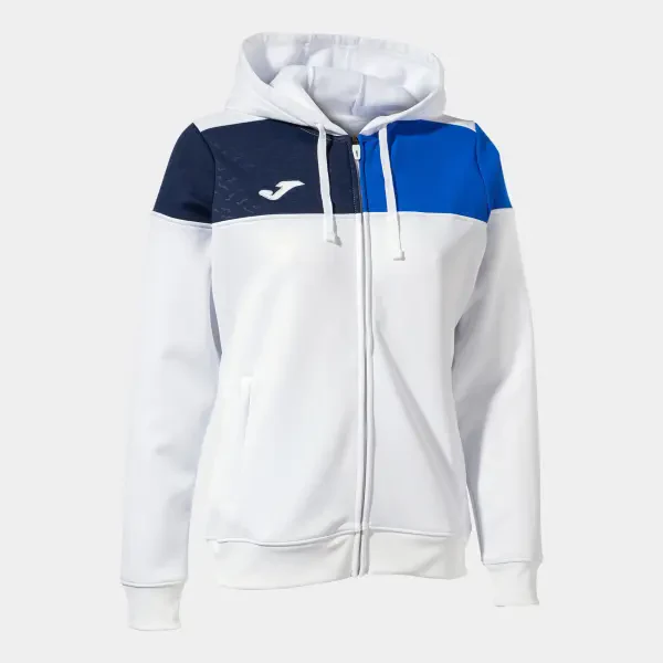 Joma Crew V Full Zip Women's Hoodie - White / Royal / Navy